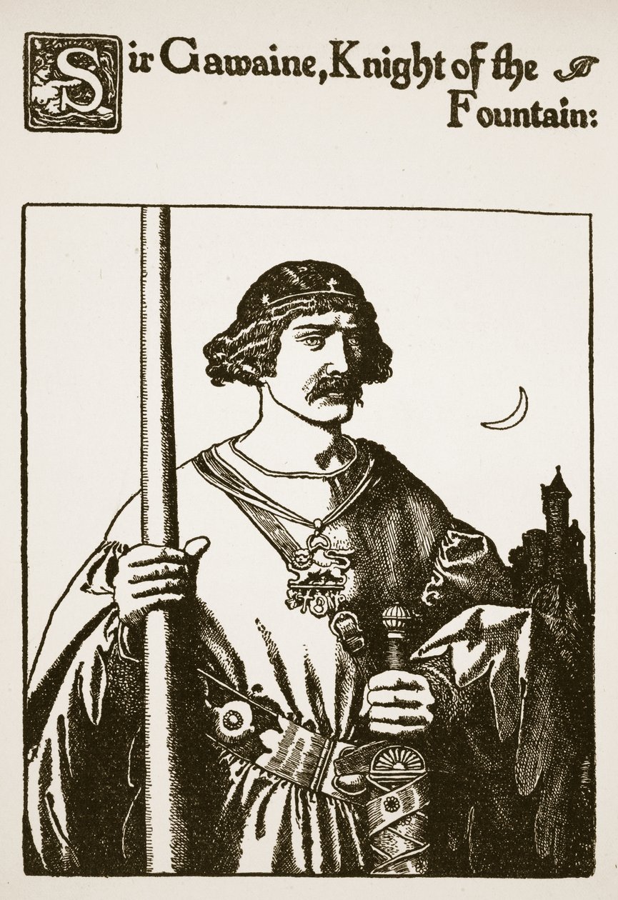 Sir Gawaine, rytíř fontány, ilustrace z „Příběhu sira Launcelota a jeho společníků“, 1907 od Howard Pyle