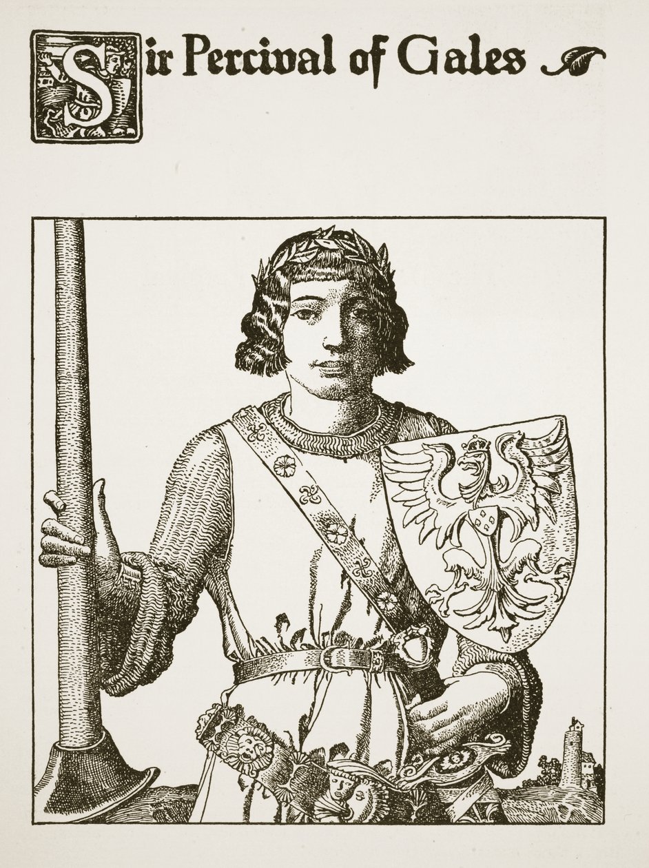 Sir Percival of Gales, ilustrace z „Příběhu šampionů kulatého stolu“ od Howard Pyle