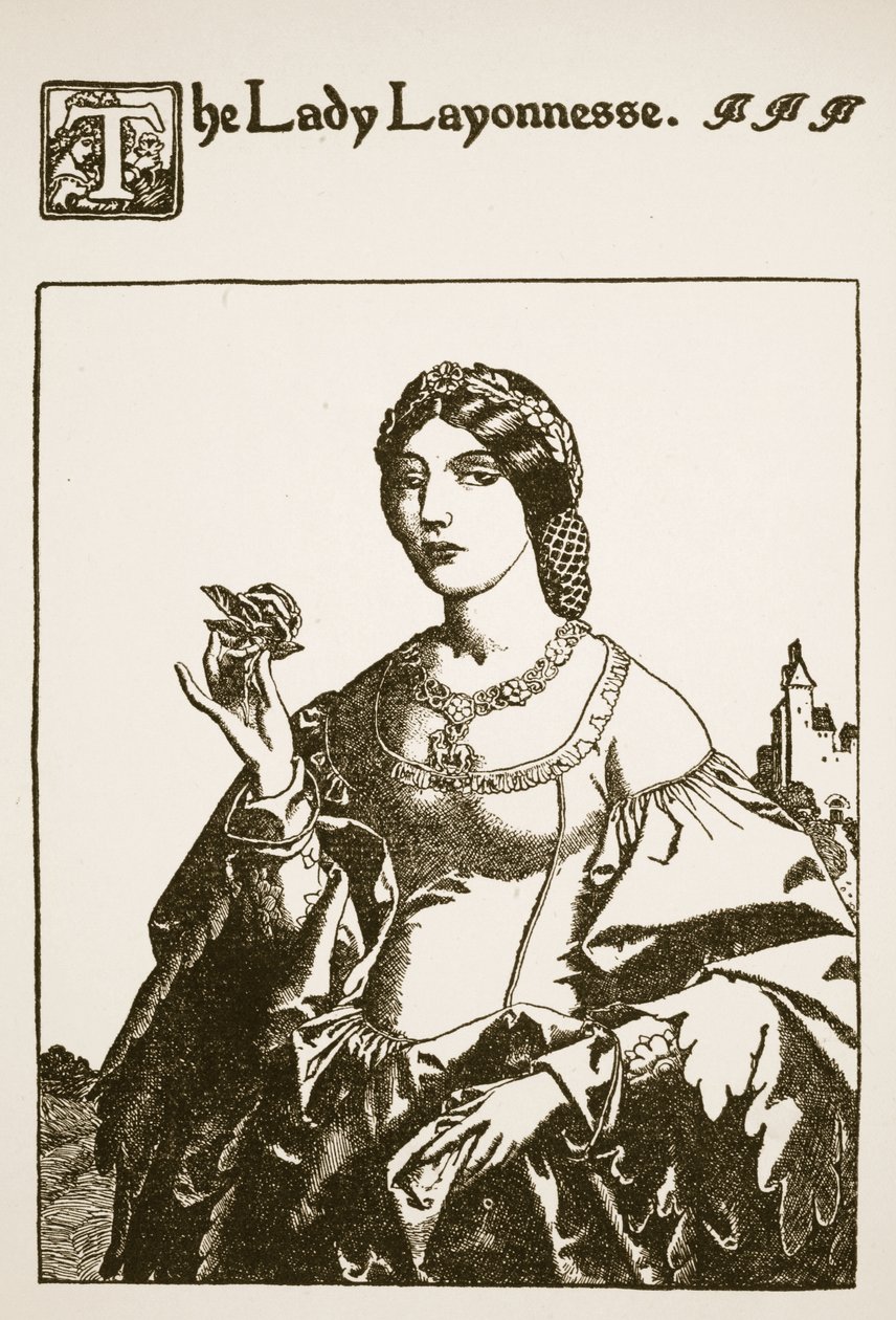 Lady Layonnesse, ilustrace z "Příběhu sira Launcelota a jeho společníků", 1907 od Howard Pyle
