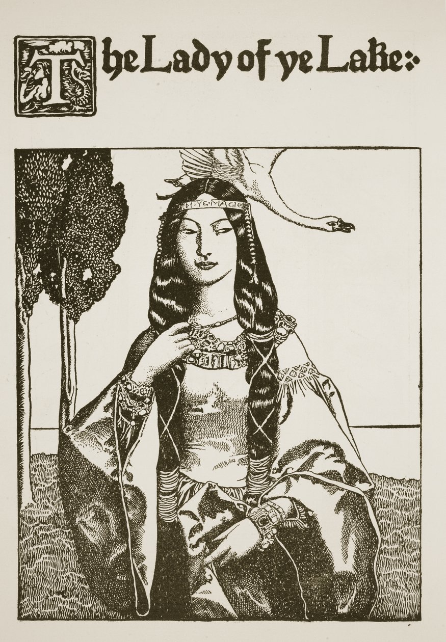 Lady of ye Lake, ilustrace z „Příběhu krále Artuše a jeho rytířů“, 1903 od Howard Pyle