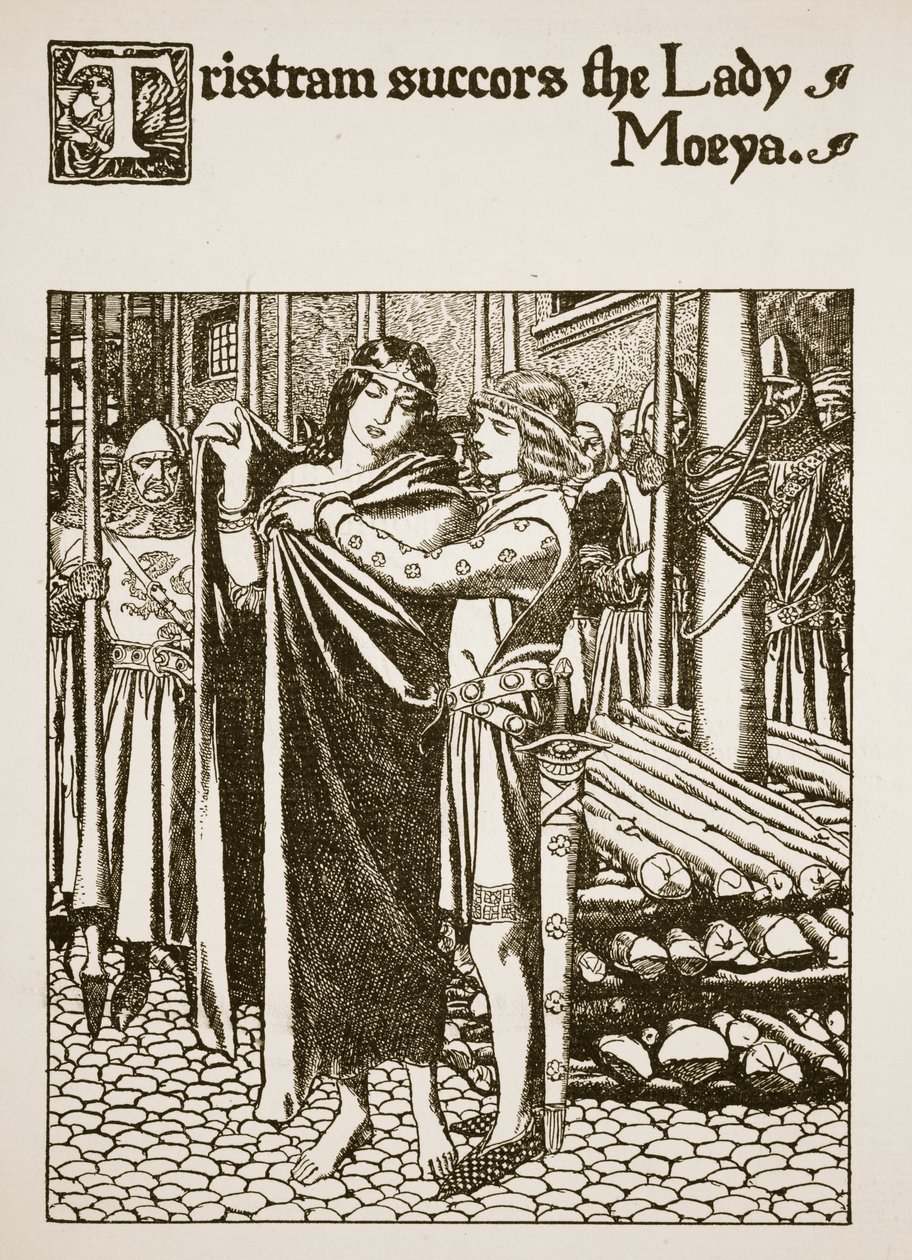 Tristram následuje Lady Moeya, ilustrace z „Příběhu šampionů kulatého stolu“ od Howard Pyle