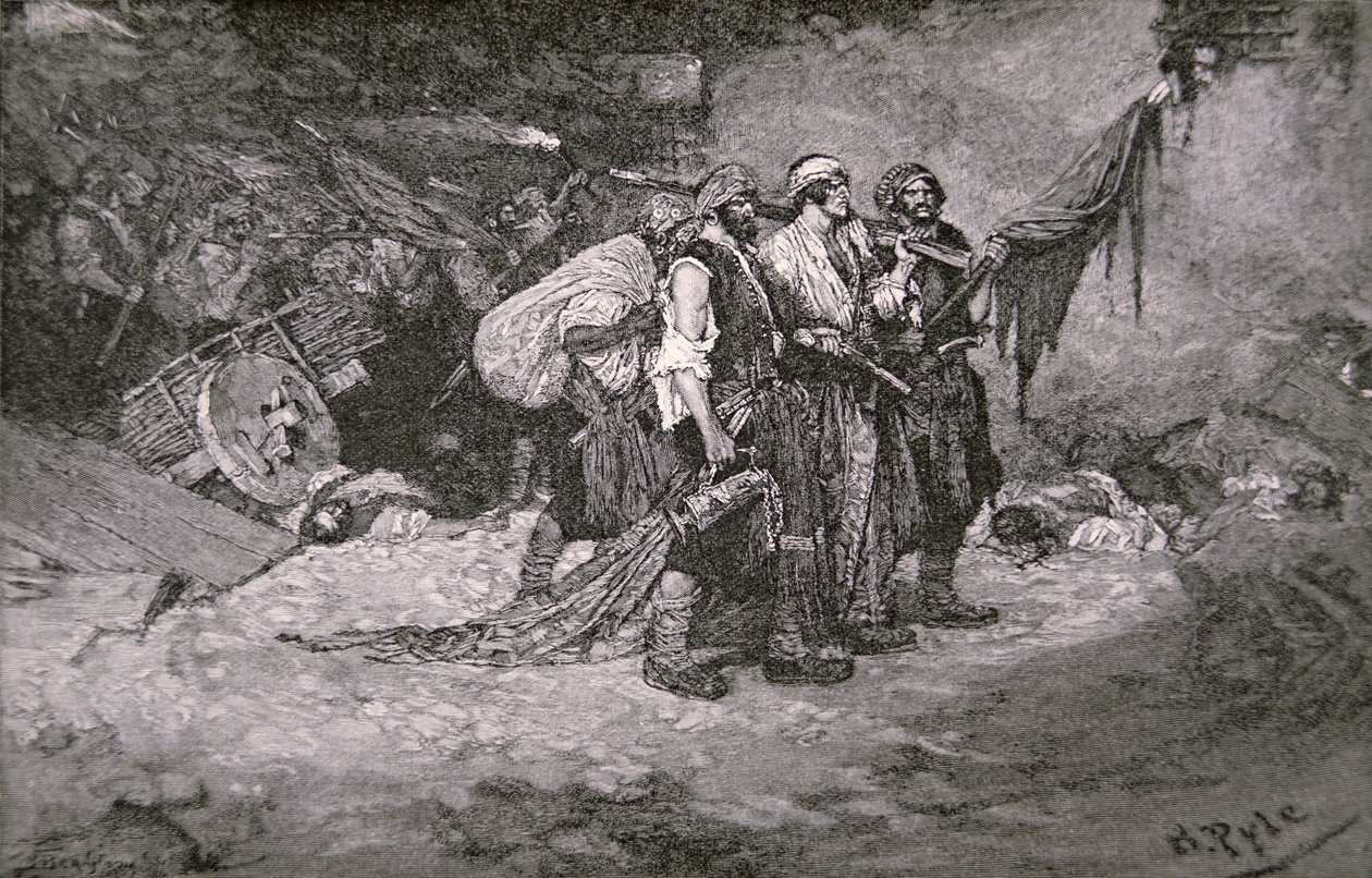 Plenění Panamy od Pirátů Henryho Morgana od Howard (after) Pyle