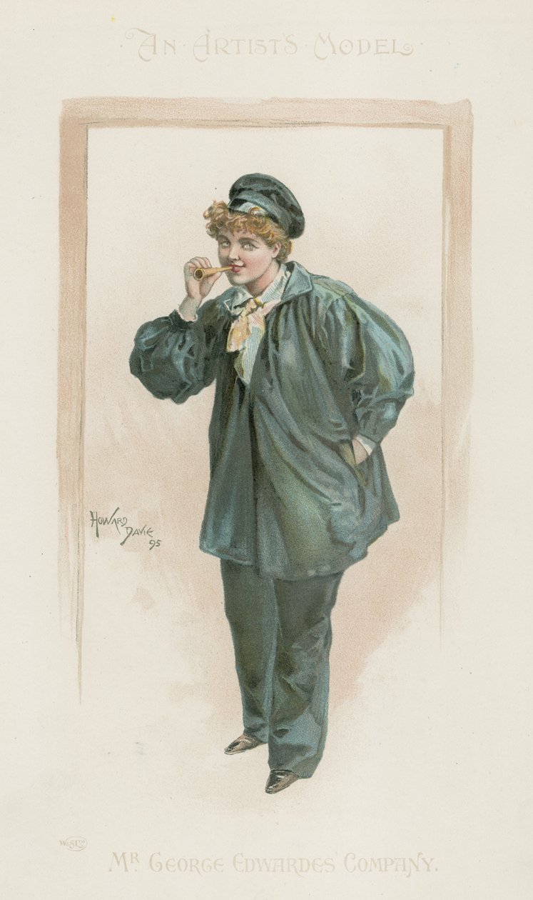 Portrét ženy v celé délce (barevná litografie) od Howard Davie