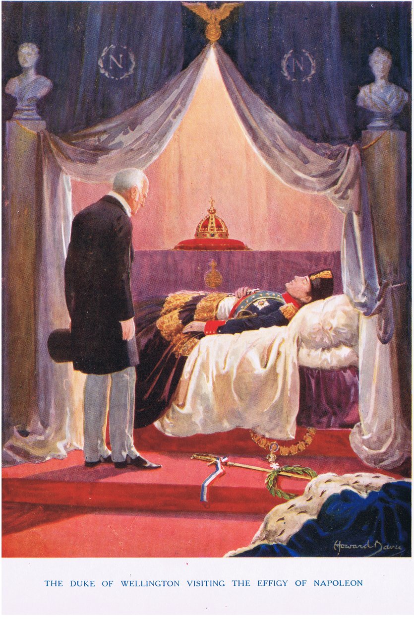 Vévoda z Wellingtonu na návštěvě podobizny Napoleona, ilustrace z 
