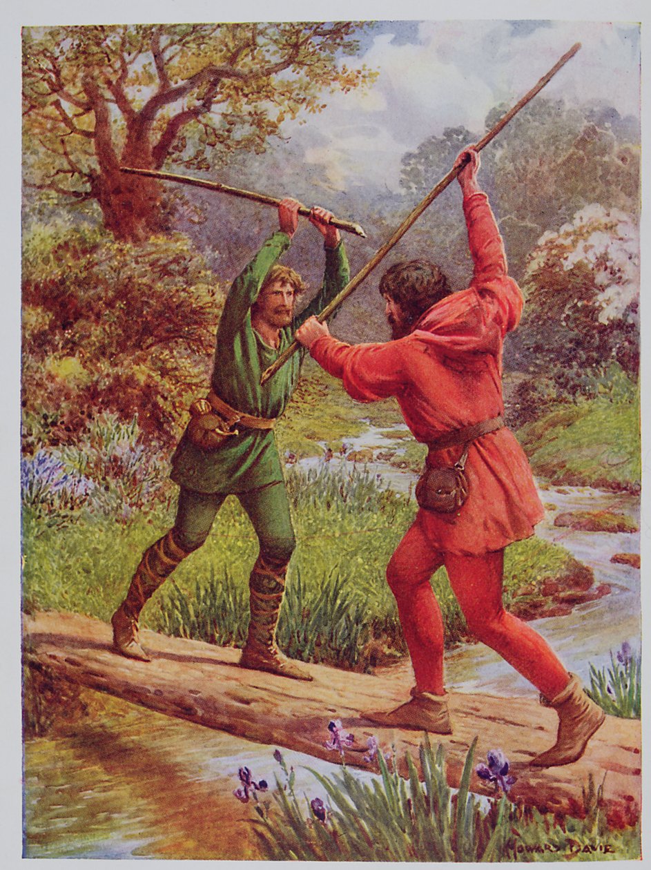 Boj mezi Robinem Hoodem a Malým Johnem, ilustrace z 