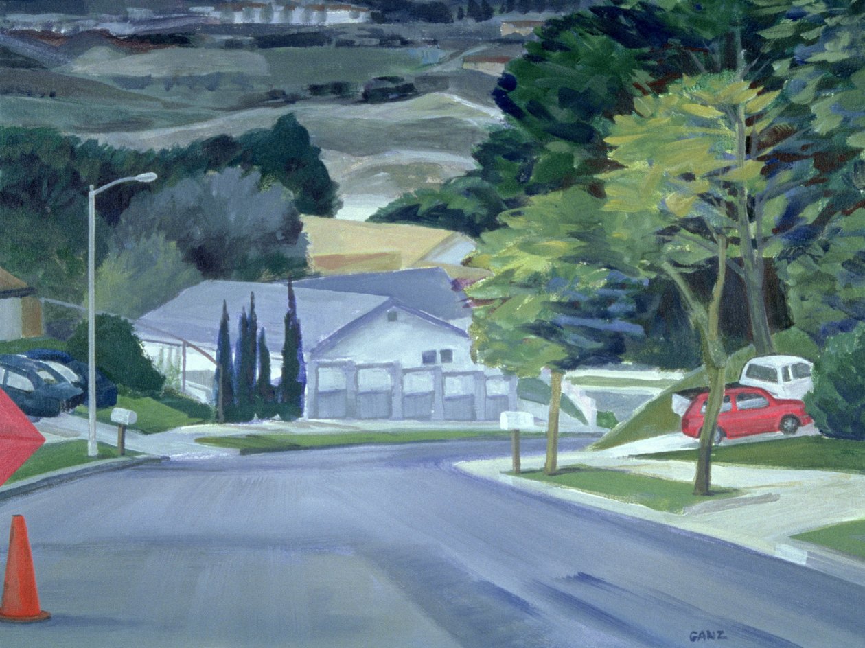Looking Down My Street, 2000 (akryl na plátně) od Howard Ganz