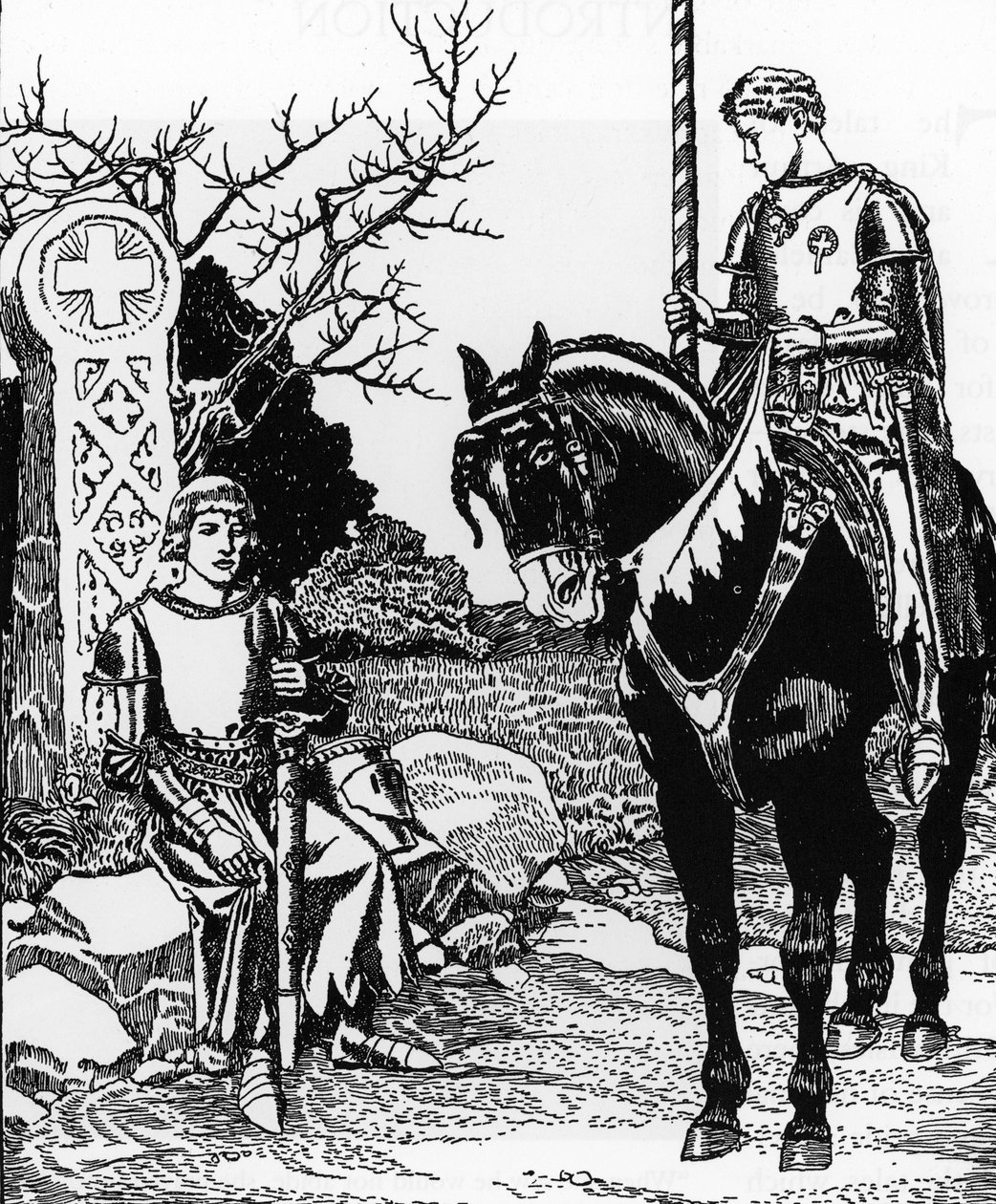 Arthurian Legend: Galahad Meets Melyas de Lyle Ilustrace Howarda Pylea (1853-1911) z Příběhu grálu a smrti Artura“ Soukromá sbírka z roku 1910 od Howard Pyle