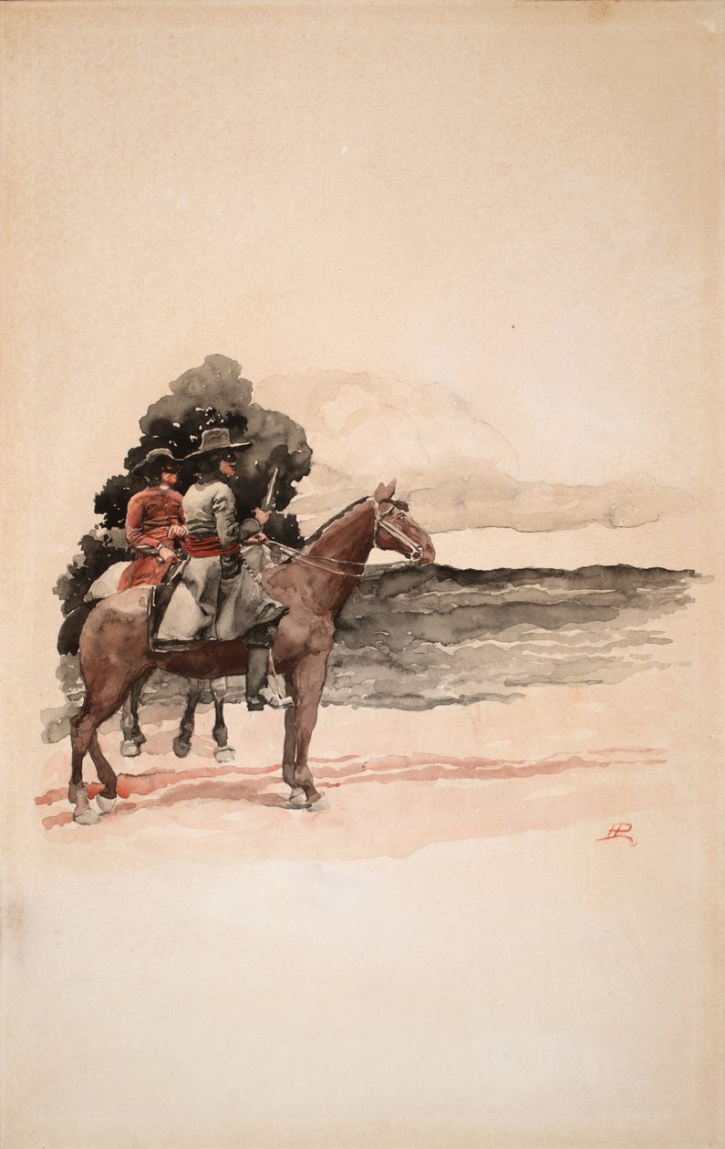 Bandité na koních (akvarel na desce) od Howard Pyle