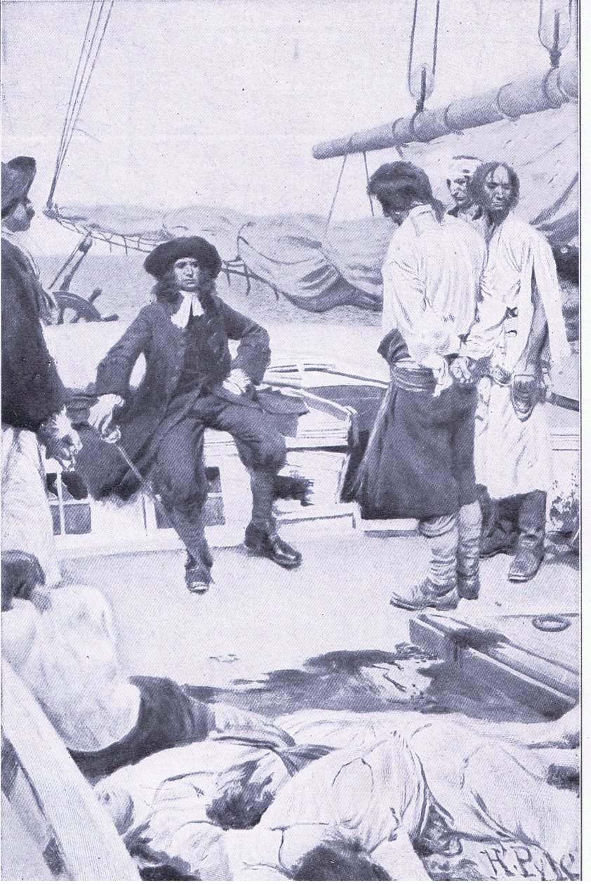 Plukovník Brett a pirát z Howarda Pyles Book of Pirates vydané nakladatelstvím Harper & Bros, 1921 od Howard Pyle