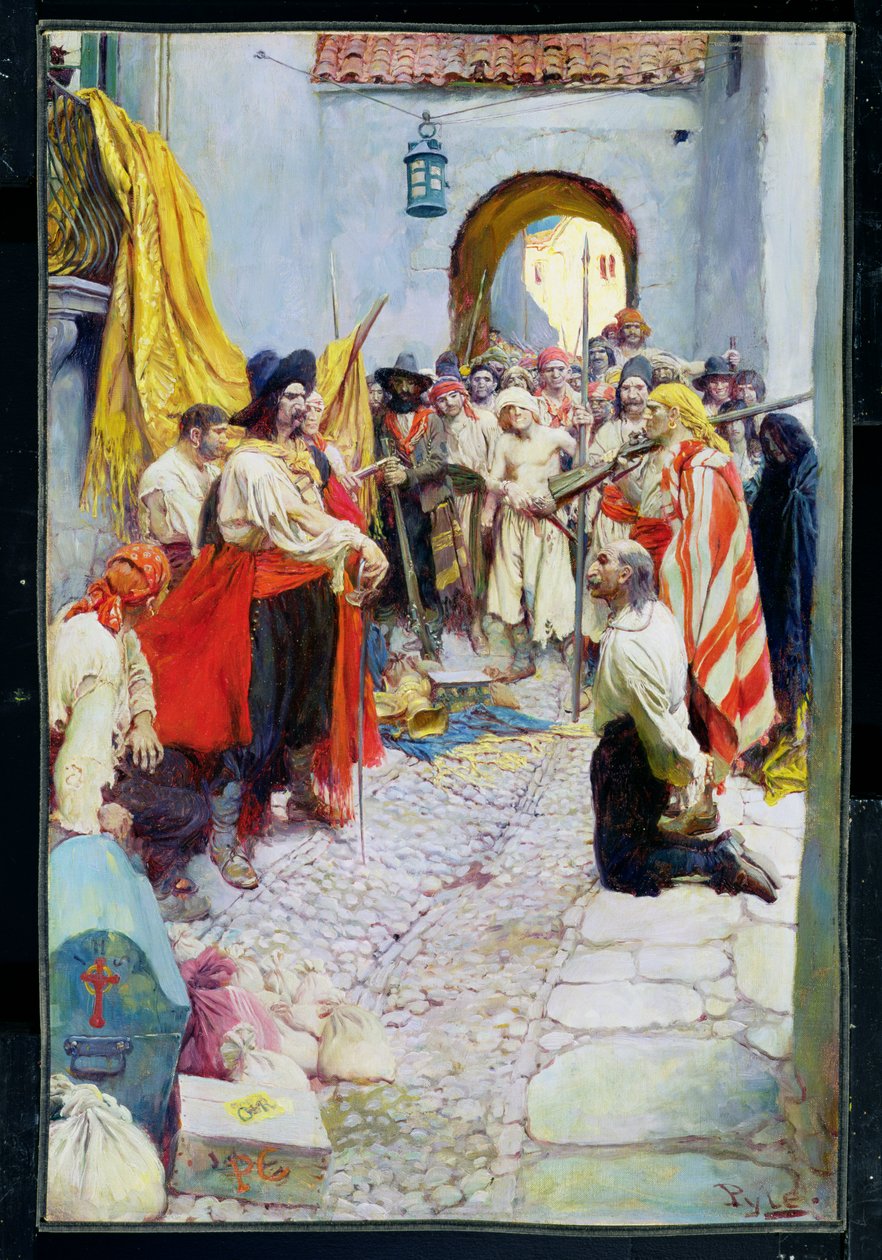 Vymáhání pocty od občanů aneb Vyhození Carthageny z knihy The Fate of a Treasure Town od Howarda Pylea, publikované v Harper