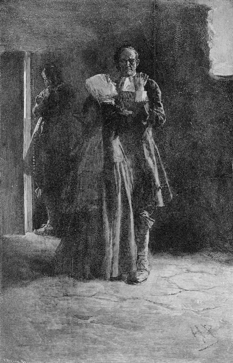 Giles Corey ve vězení, rytý Frank French (1850-1933) ilustrace z 