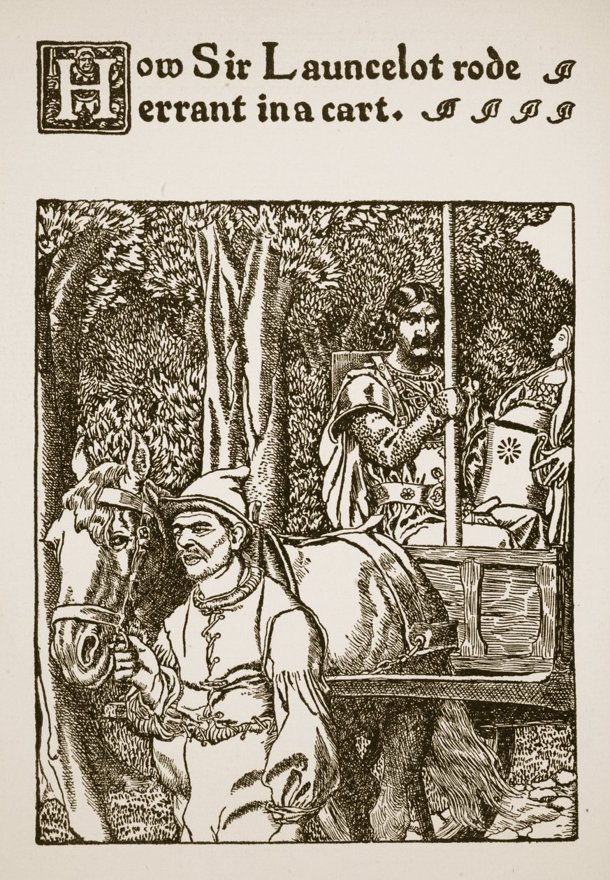 Jak sir Launcelot jel na potulce na voze, ilustrace z „Příběhu sira Launcelota a jeho společníků“, 1907 od Howard Pyle