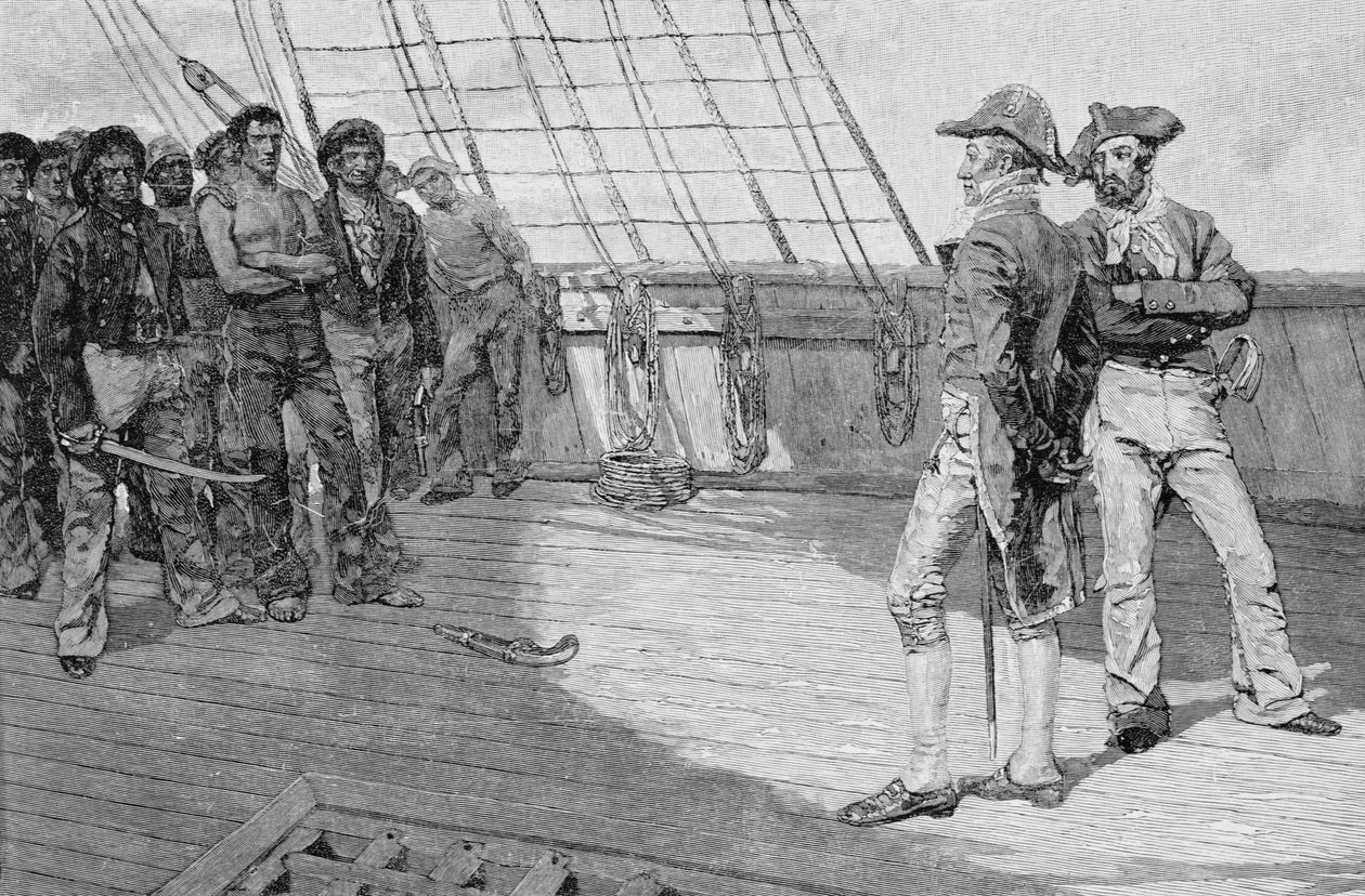 Dojem amerických námořníků, ilustrace z Kolébky naší země od Thomase Wentwortha Higginsona, hospoda. v Harper