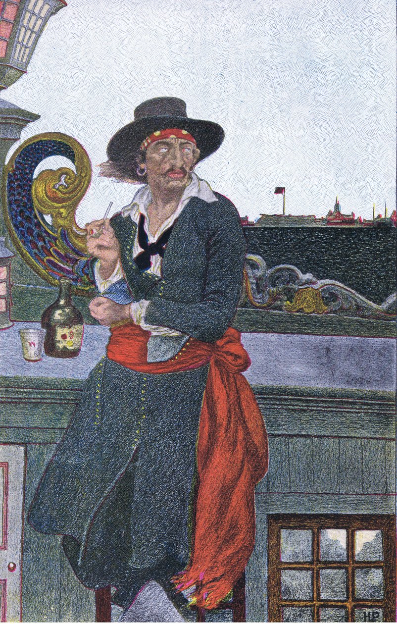 Kidd on the deck of Adventure Galley, z Howarda Pyles Book of Pirates vydané nakladatelstvím Harper & Bros, 1921 od Howard Pyle