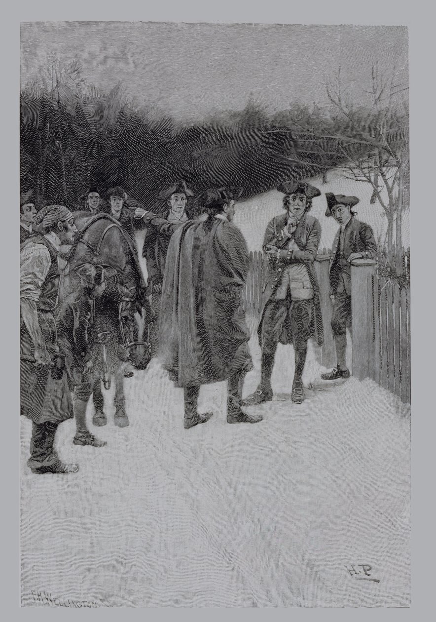 Paul Revere Bringing News to Sullivan, vyryto F.H. Wellingtonem, ilustrace z 