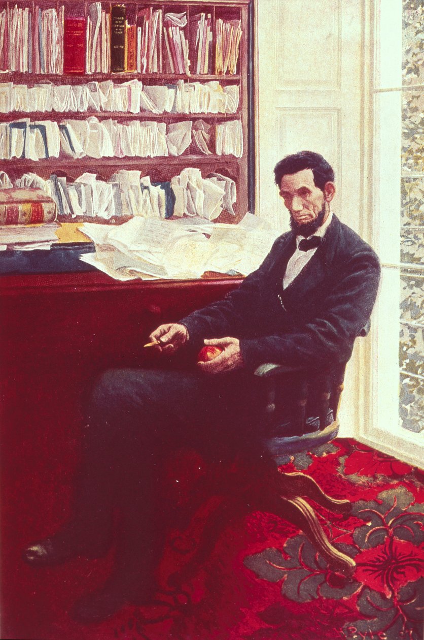 Portrét Abrahama Lincolna (barevné lito) od Howard Pyle