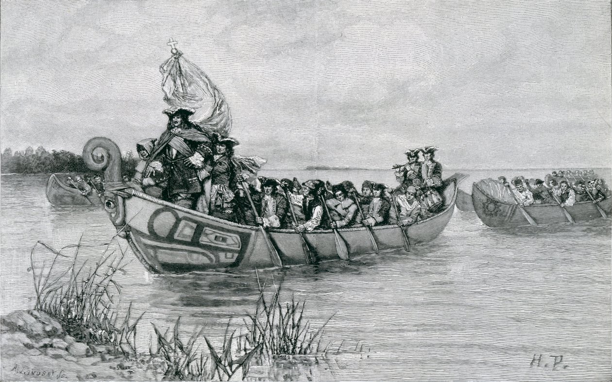 The Landing of Cadillac, ilustrace z 