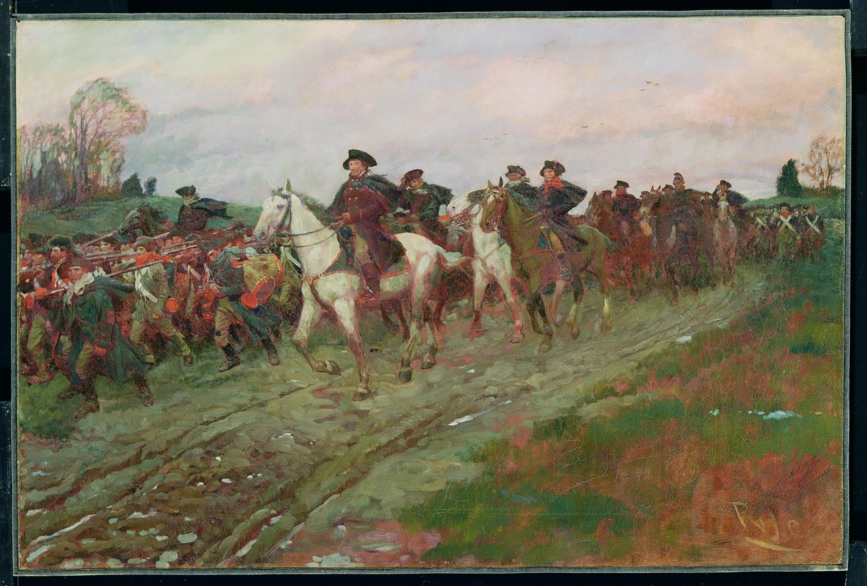 The Retreat through the Jerseys, z „Příběhu revoluce“ od Henryho Cabot Lodge (1850-1924), publikované v Scribner