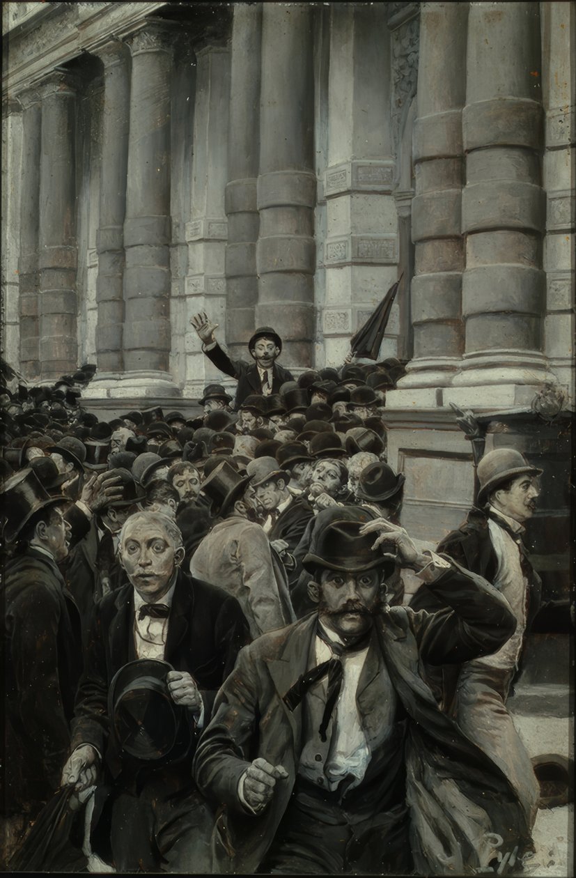 Spěch z newyorské burzy 18. září 1873 od Howard Pyle