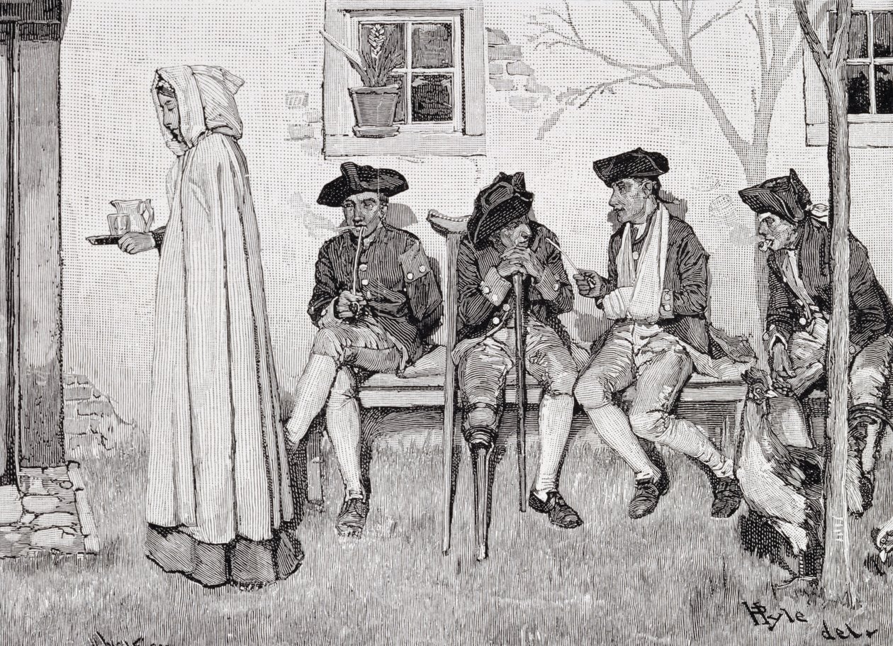 "The Wounded Soldiers Sat along the Wall", ilustrace z časopisu Harper