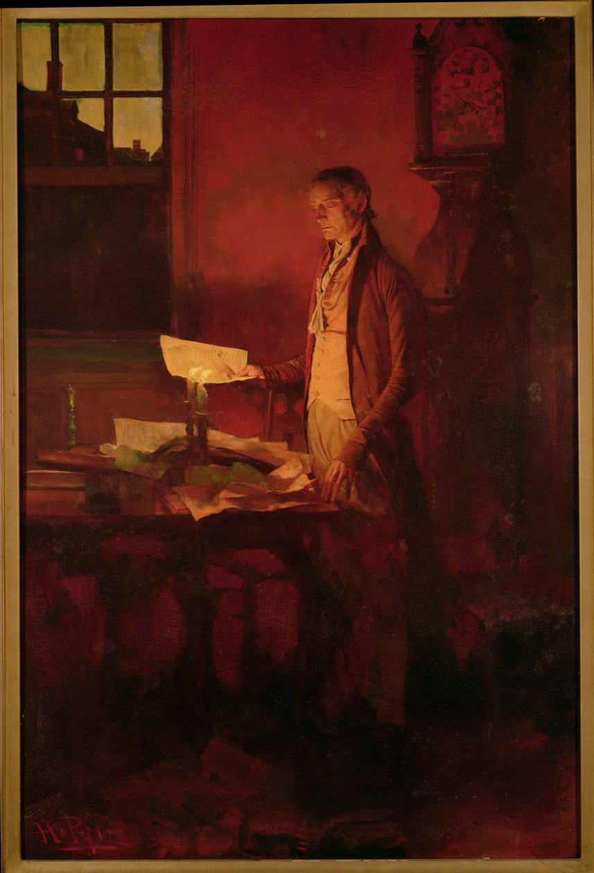 Thomas Jefferson Psaní Deklarace nezávislosti z „Příběhu revoluce“ od Henryho Cabot Lodge (1850-1924), publikované v Scribner