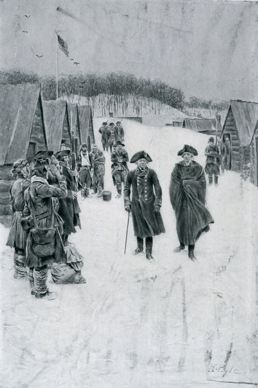 Washington a Steuben v Valley Forge, ilustrace z 