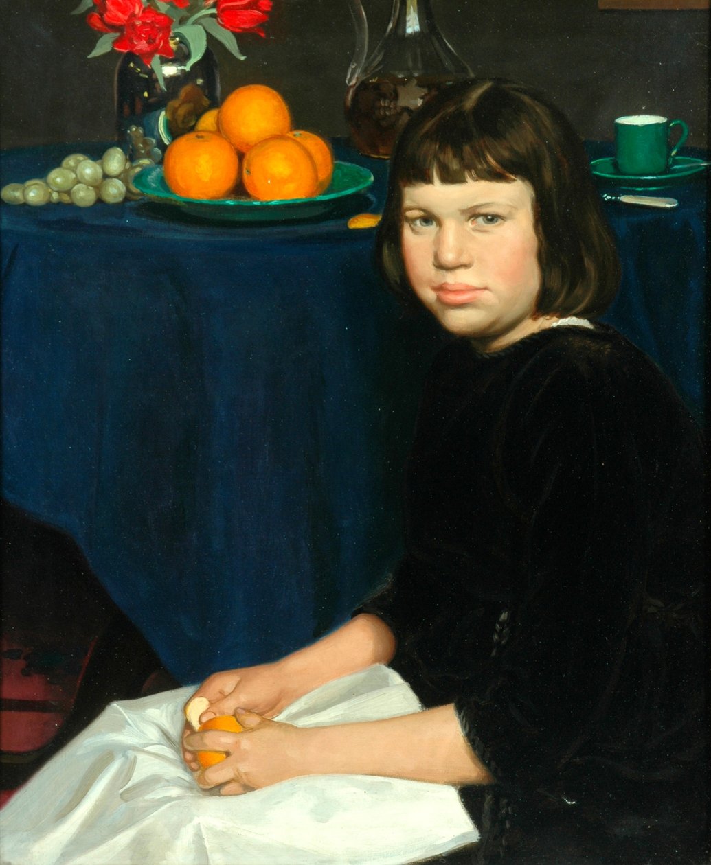 Julie s pomeranči (olej na plátně) od Howard Somerville