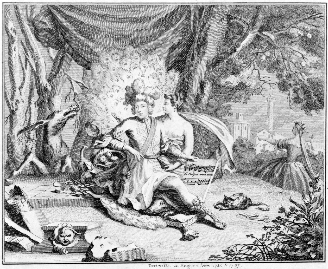 Satira na kastrátského zpěváka, 1730-40 od Hubert Francois Gravelot