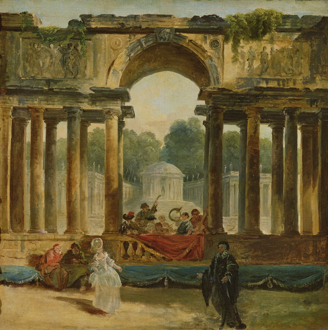Tanec a koncert v parku od Hubert Robert