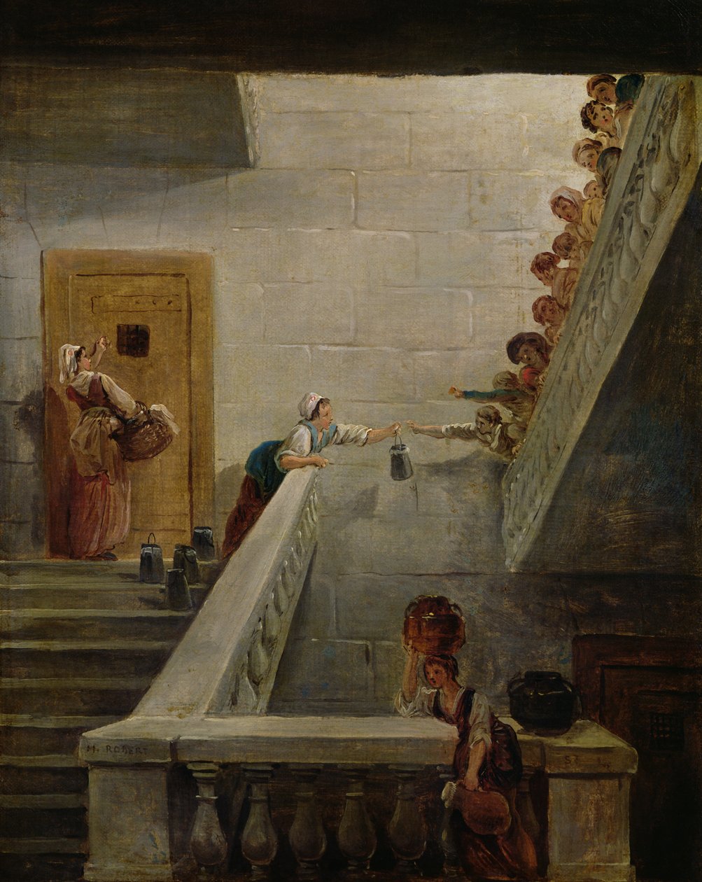 Distribuce mléka ve věznici St. Lazare, 1794 od Hubert Robert