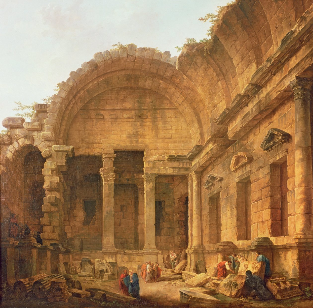 Interiér chrámu Diany v Nimes, 1787 od Hubert Robert