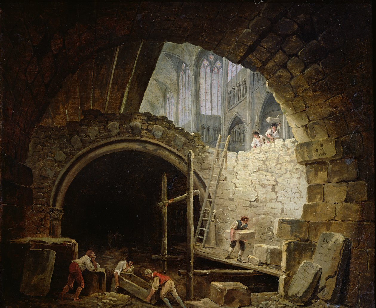 Vyplenění královských trezorů v St. Denis v říjnu 1793 od Hubert Robert