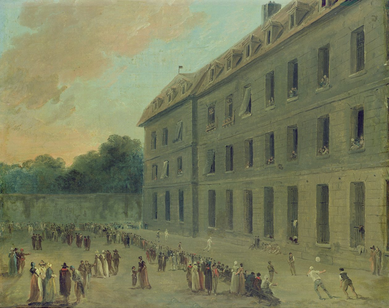 Rekreace ve věznici Saint-Lazare od Hubert Robert