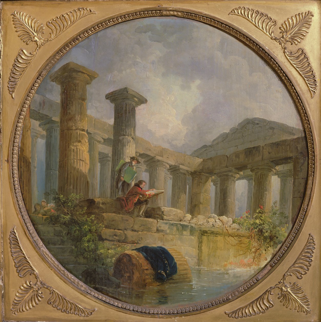Ruiny chrámu napodobujícího Paestum, kolem roku 1760 od Hubert Robert