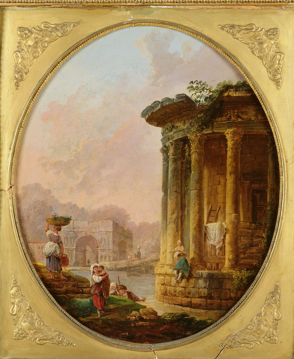 Vestin chrám a Janův oblouk Kvadrifony od Hubert Robert