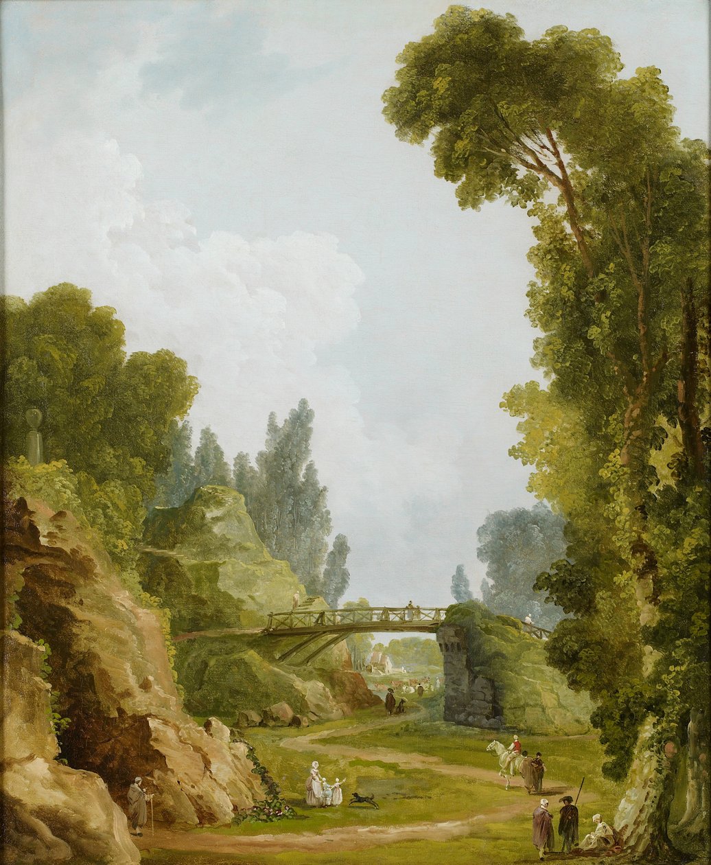 Rustikální most, Chateau de Méréville, Francie, kolem roku 1785 od Hubert Robert