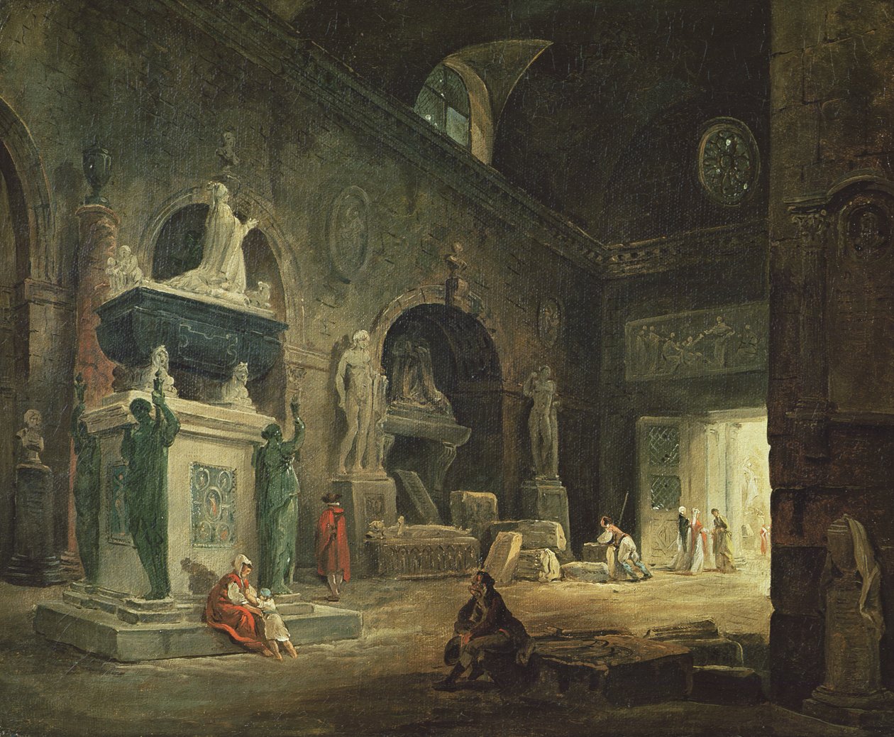 Pohled na galerii v Musee des Monuments Francais od Hubert Robert