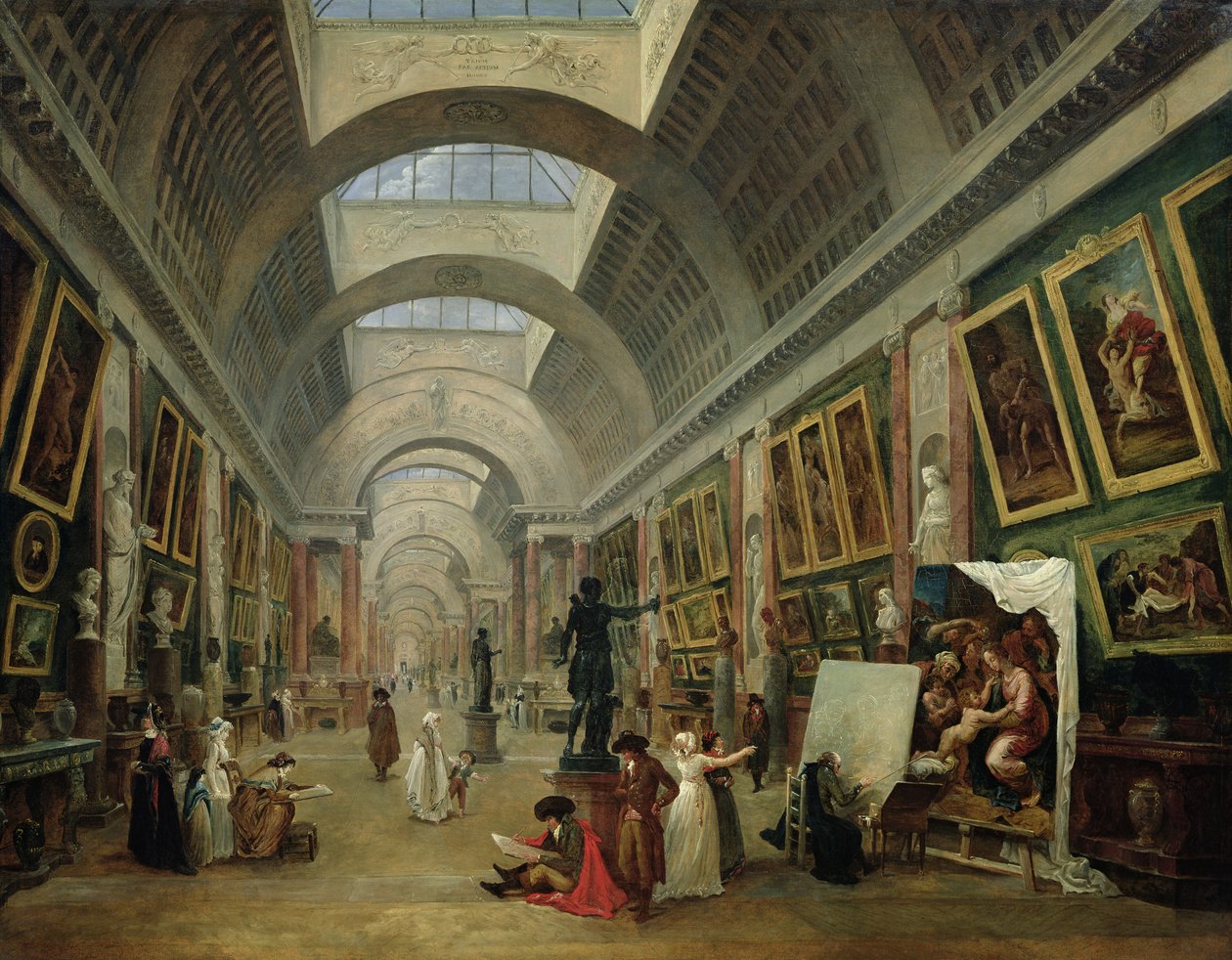Pohled na Velkou galerii v Louvru, 1796 od Hubert Robert
