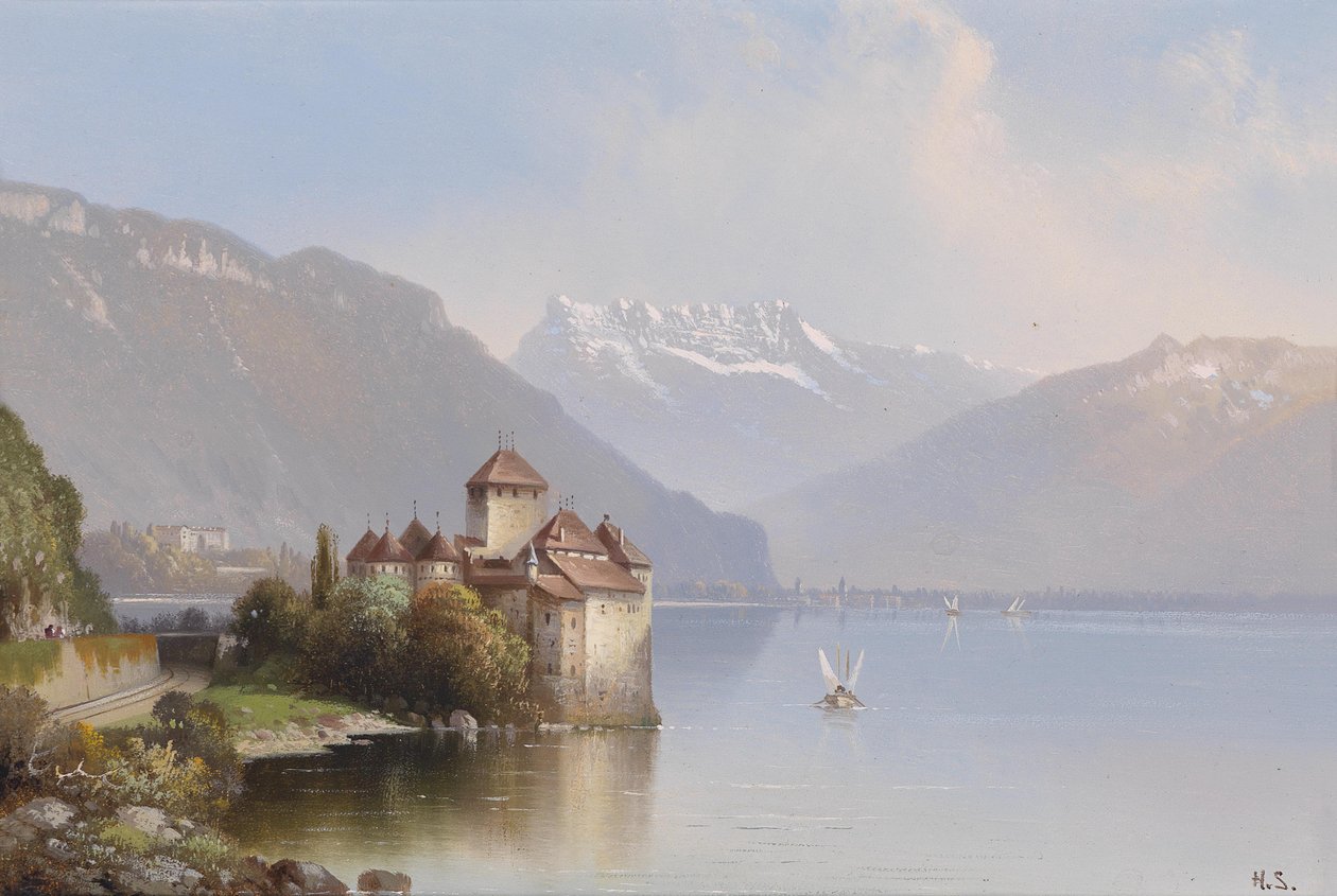 Pohled na hrad Chillon u Ženevského jezera od Hubert Sattler