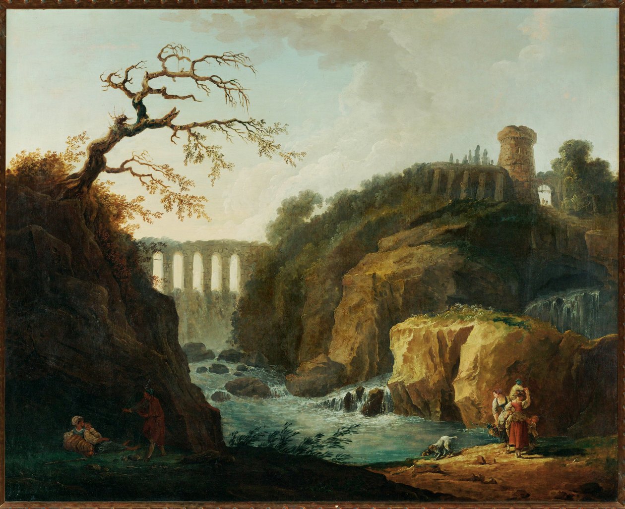 Paysage avec aqueduc et torrent - Krajina s akvaduktem a potokem ... od Hubert (circle of) Robert