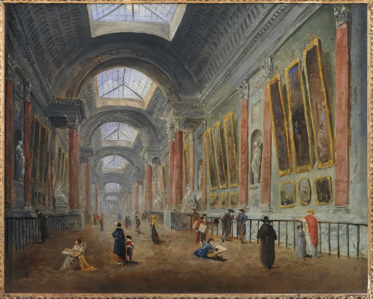 Projekt renovace Grande Galerie du Louvre, v okolí ... od Hubert (circle of) Robert