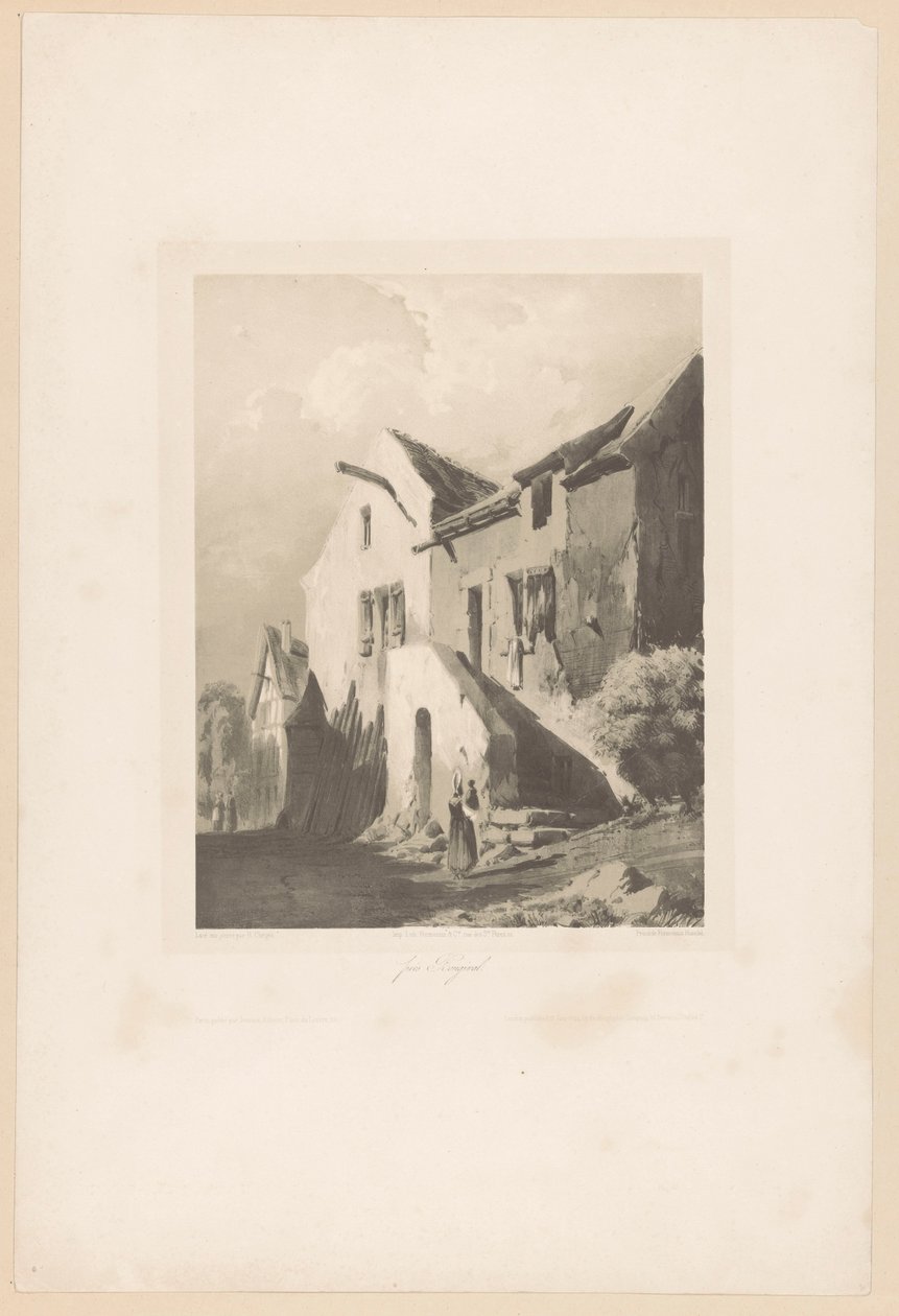 Domy poblíž Bougival Pres Bougival (název na objektu) Fragmenty krajiny (název série) Fragments de paysages (název série) od Hubert Clerget