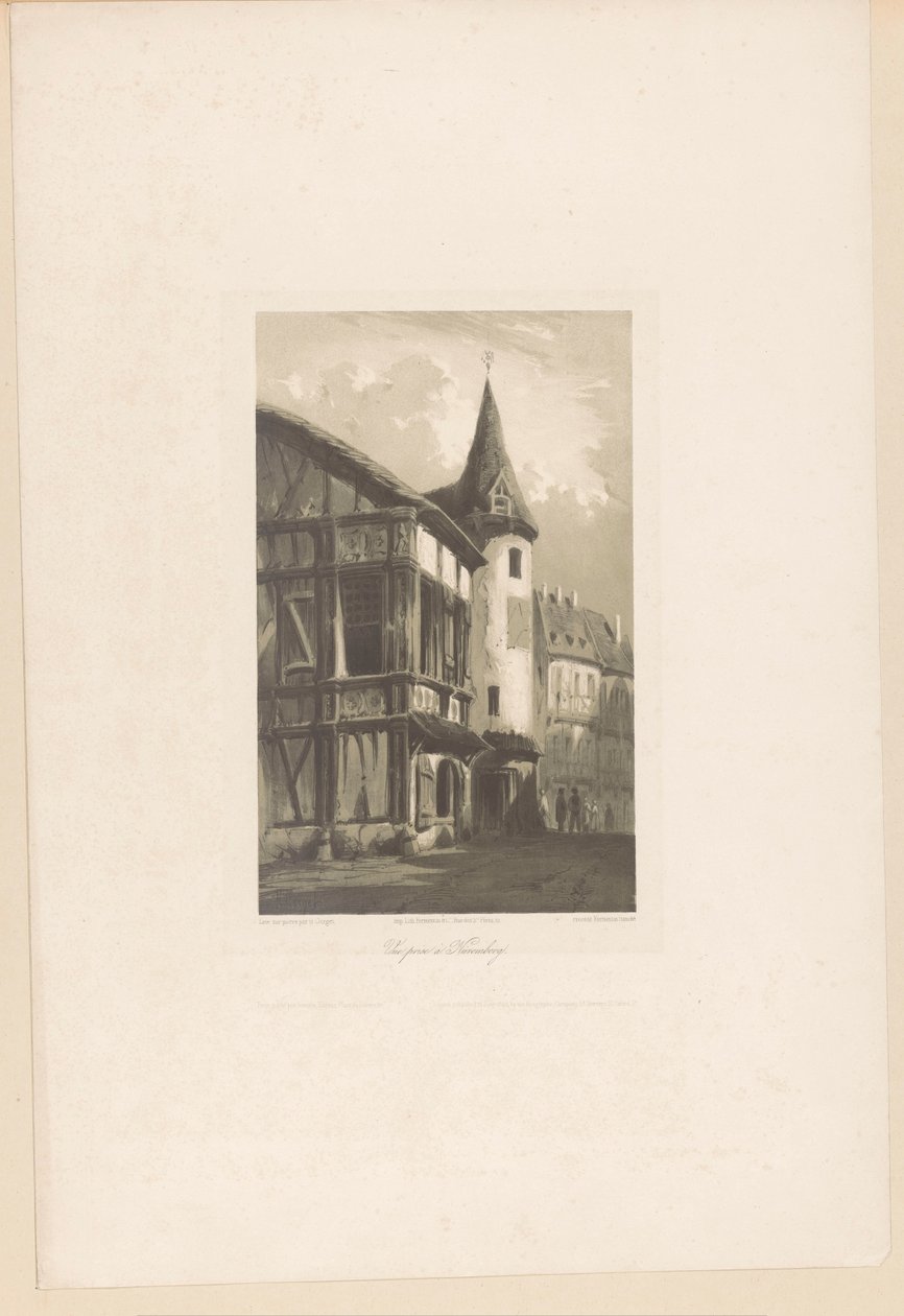 Pohled na dům s věží v Norimberku Cena Vue v Norimberku (titul na předmětu) Fragmenty krajiny (název série) Fragments de paysages (název série) od Hubert Clerget