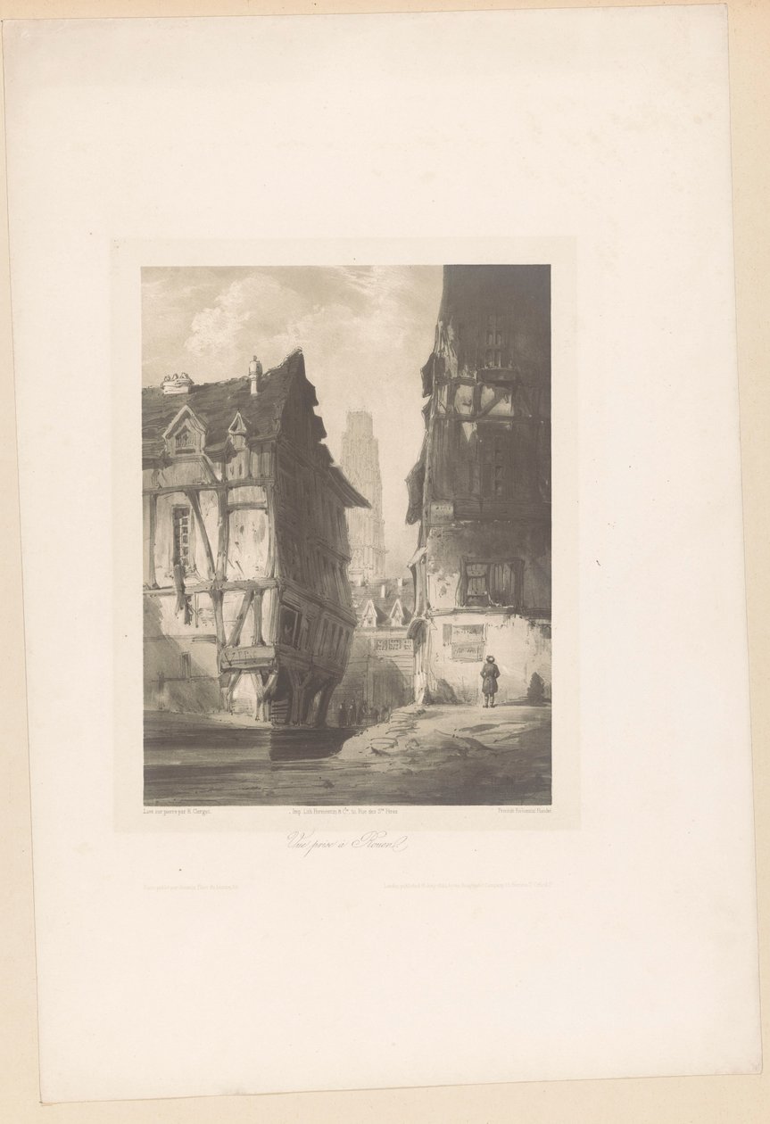 Pohled na domy a katedrálu v Rouenu Vue prize à Rouen (titul na předmětu) Fragmenty krajiny (název série) Fragments de paysages (název série) od Hubert Clerget