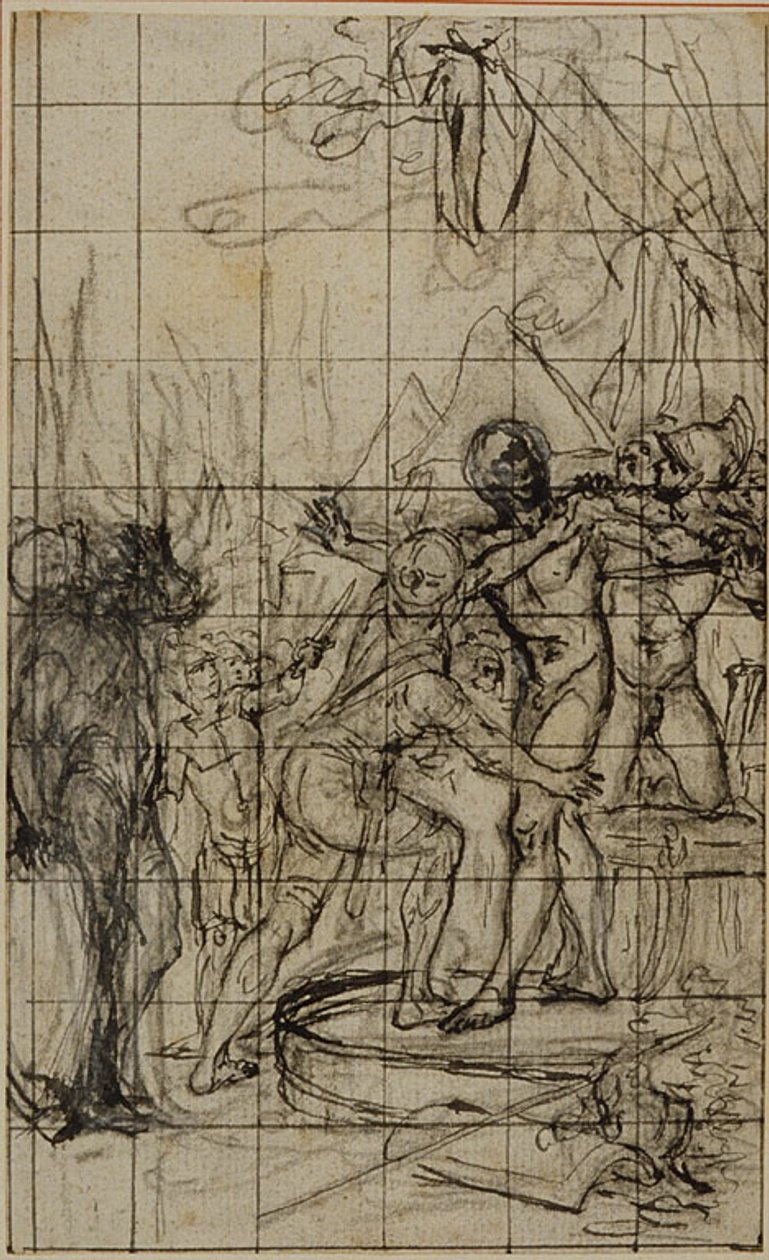 Zvětšená studie k ilustraci v Tacitově díle "Tiberius aneb Prvních šest knih letopisů", kniha 1, svazek 1. od Hubert Francois Gravelot