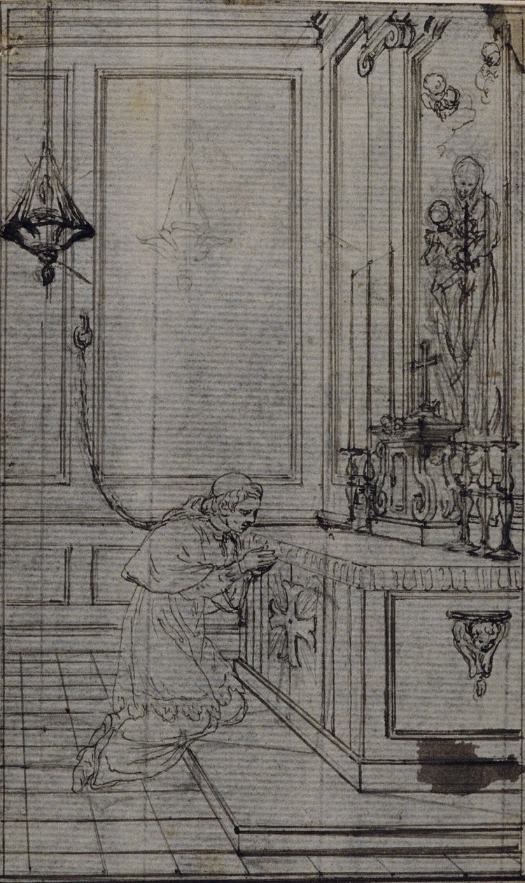 Studie k vinětě v knize abbého Dinouarta "Vie du Venerable don Juan de Palafox", str. 256. od Hubert Francois Gravelot