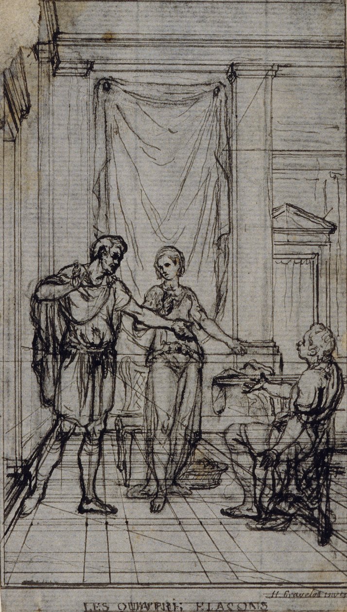 Studie k vinětě v "Contes Moraux" Jeana Françoise Marmontela od Hubert Francois Gravelot