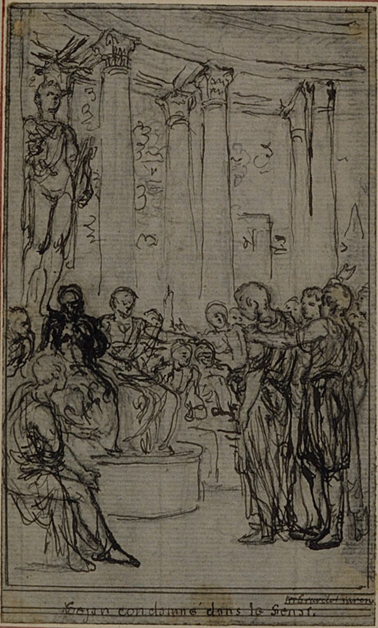 Studie k ilustraci v Tacitově díle "Tiberius aneb Šest prvních knih letopisů", kniha V, svazek 3, 1. studie od Hubert Francois Gravelot