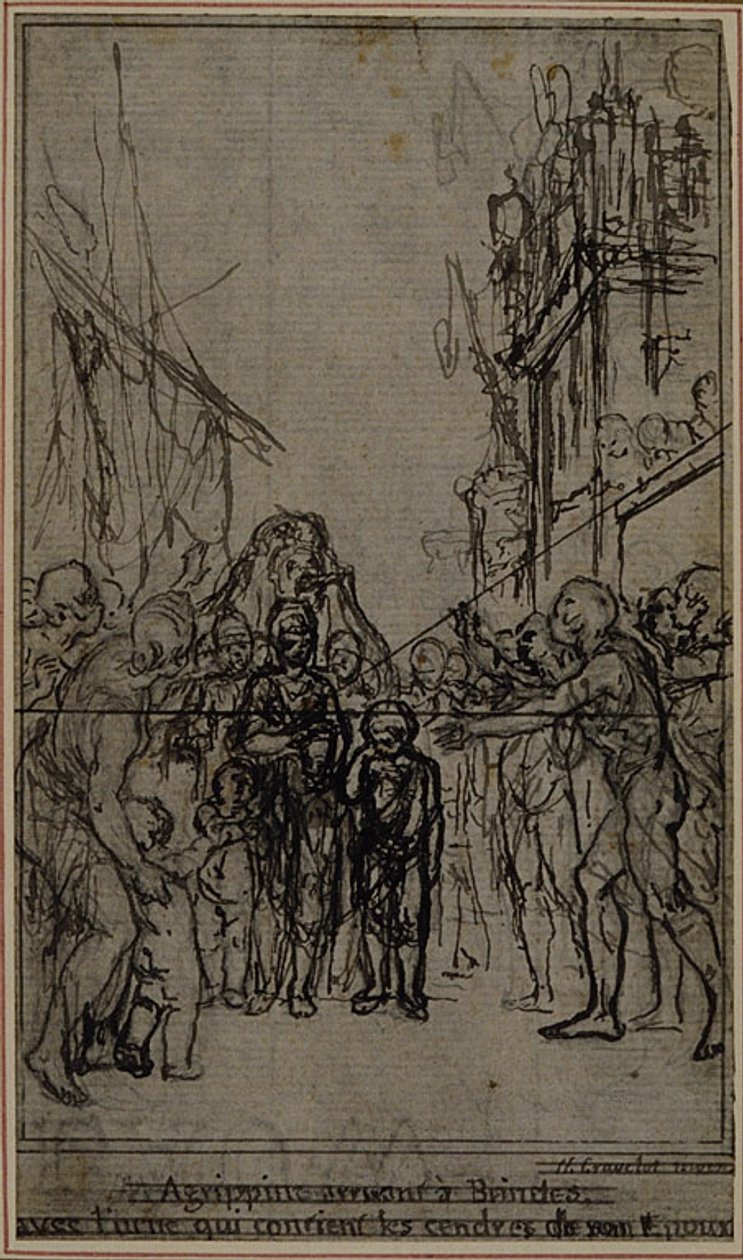 Studie k ilustraci v Tacitově díle "Tiberius aneb Šest prvních knih letopisů", kniha III, svazek 2, 1. studie od Hubert Francois Gravelot