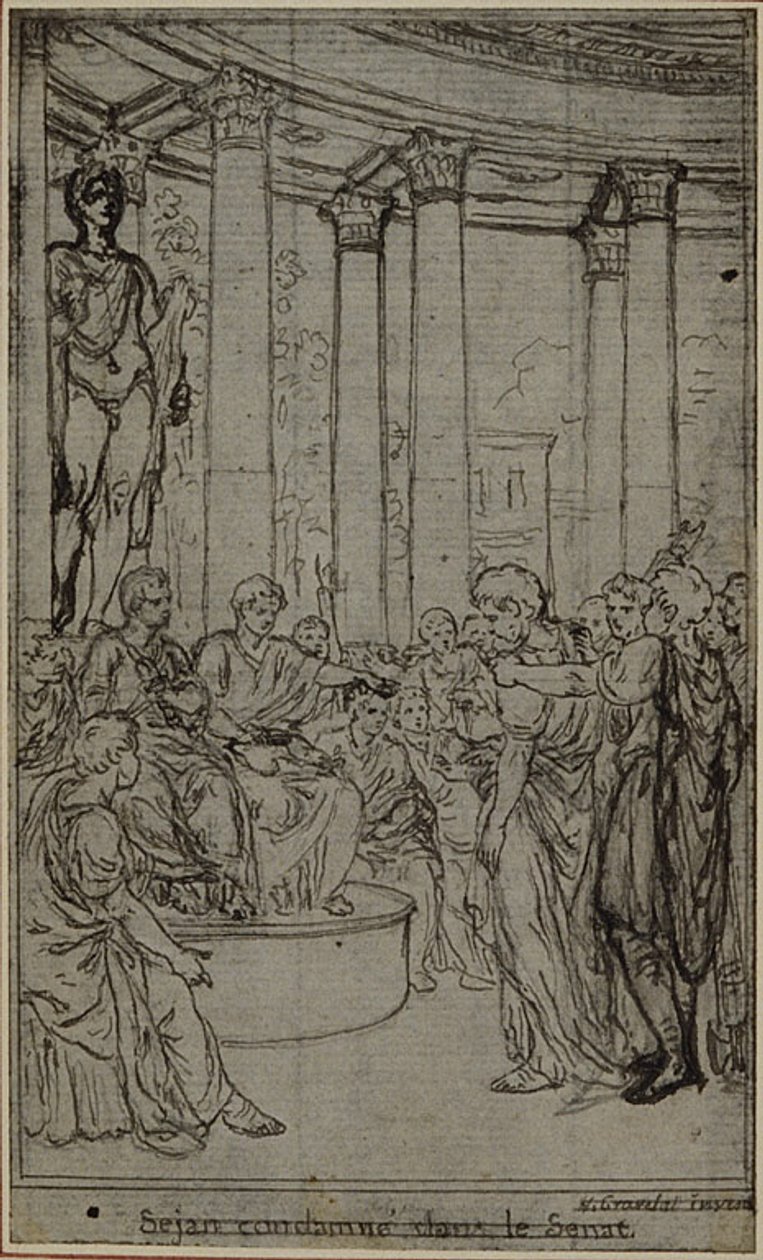 Studie k ilustraci v Tacitově díle "Tiberius aneb Šest prvních knih letopisů", kniha V, svazek 3, 2. studie od Hubert Francois Gravelot